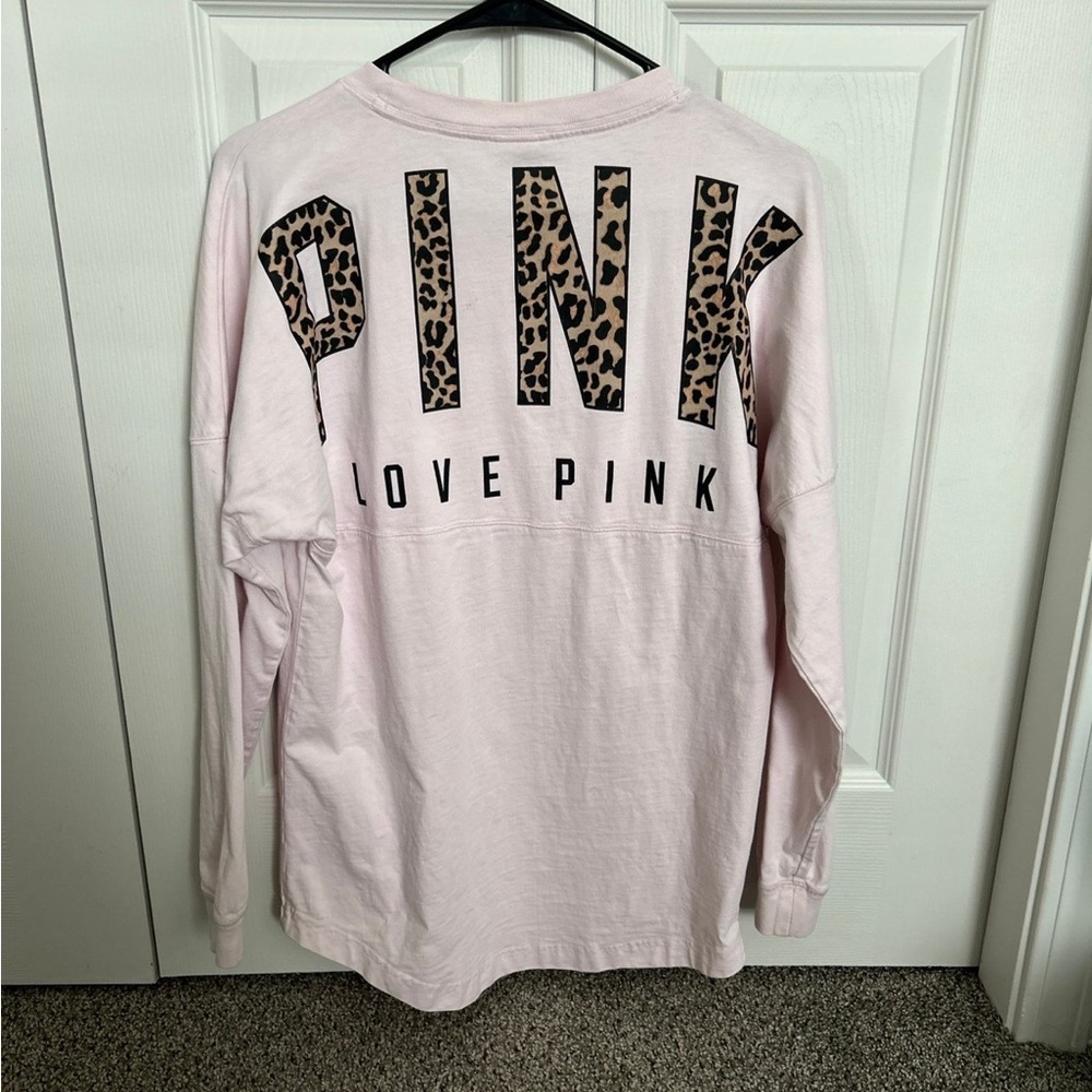 Victoria's Secret Pink Leopard Print Long Sleeve Shirt Baby Pink